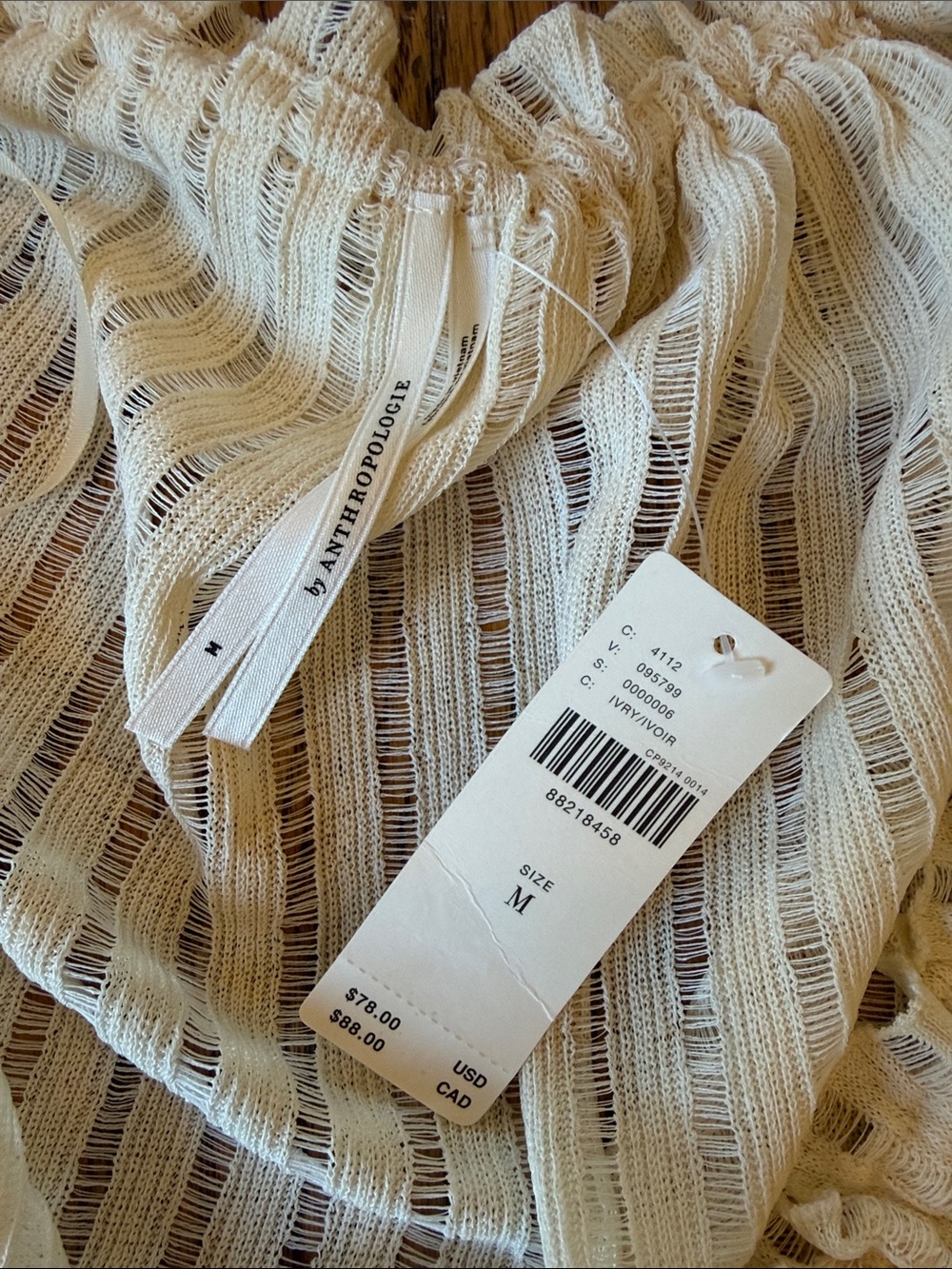 Anthropologie Cream Ruffle Peasant Blouse - Picture 5 of 5